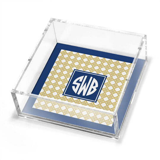 Parker Navy Border Petite Lucite Trinket Tray